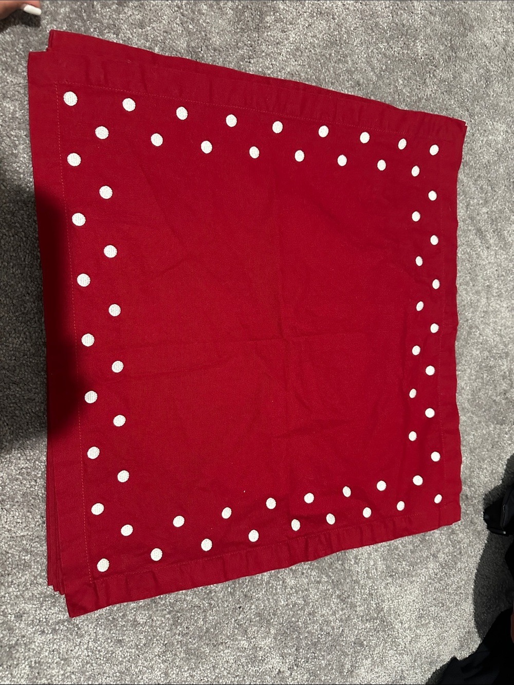 (11) Pottery Barn Red with White Polka Dot Cloth Napkins 20x20inches
